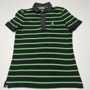 Lauren Ralph Lauren L-RL Black Green 1/4 Zip Golf Polo Shirt Women's S